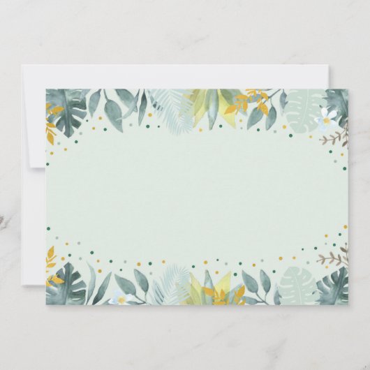 ワイルドワングリーンリー金ゴールドサファリ誕生日 招待状 (裏面)