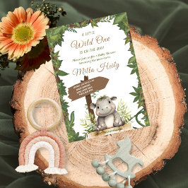 ワイルドワンサファリかわいいベビーヒポタムスベビーシャワー 招待状