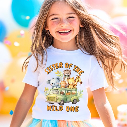ワイルドワンサファリの動物の誕生日の姉妹 Tシャツ