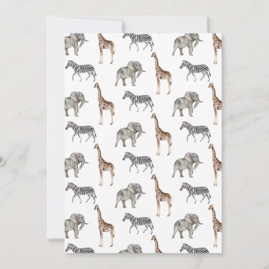 ワイルドワンサファリの動物の赤男女兼用ちゃんシャワー 招待状 (裏面)