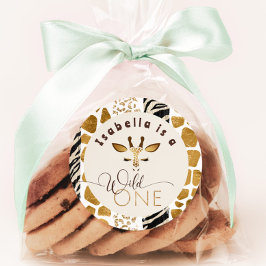 ワイルドワンサファリの現代の誕生日パーティー ラウンドシール