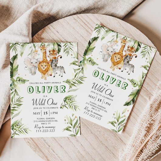 ワイルドワンサファリの誕生日の招待状 招待状