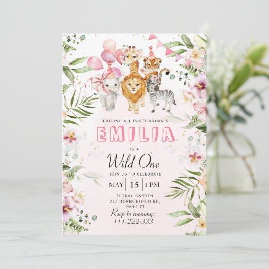 ワイルドワンサファリの誕生日の招待状 招待状 (スタンド正面)