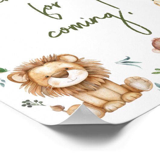 ワイルドワンサファリの赤ちゃん来のシャワーありがとう ポスター (角)