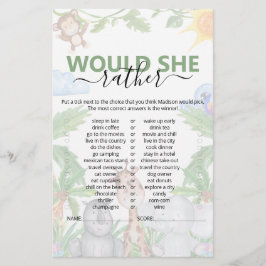 ワイルドワンサファリは彼女はむしろ赤ちゃんシャワーゲームをする