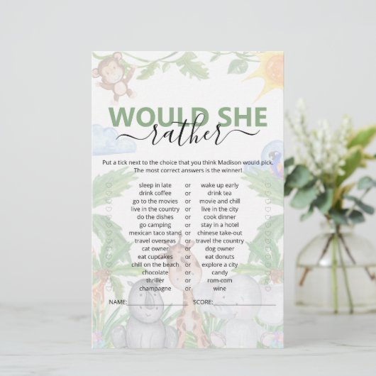 ワイルドワンサファリは彼女はむしろ赤ちゃんシャワーゲームをする (スタンド正面)