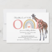 ワイルドワンサファリアニマルガールズファースト誕生日 招待状 (正面)