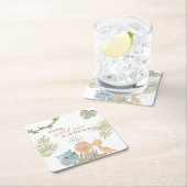 ワイルドワンサファリアニマルガールベビーシャワー スクエアペーパーコースター (インサイチュ)