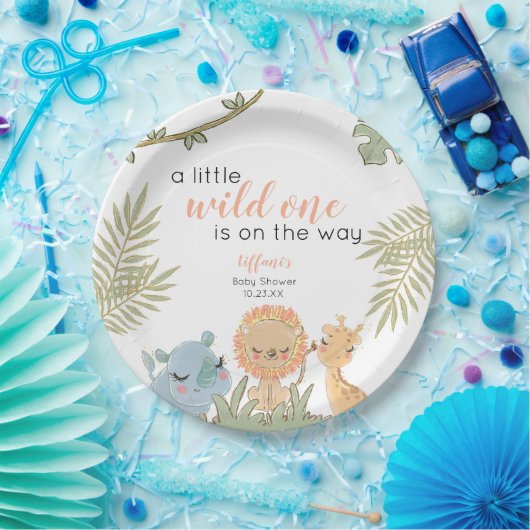 ワイルドワンサファリアニマルガールベビーシャワー ペーパープレート (パーティー)