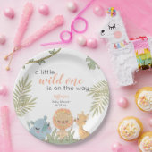 ワイルドワンサファリアニマルガールベビーシャワー ペーパープレート (パーティー)