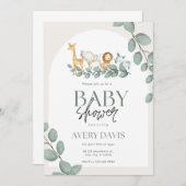 ワイルドワンサファリアニマルガールベビーシャワー 招待状 (正面/裏面)