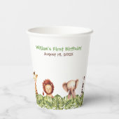 ワイルドワンサファリアニマルズウッドフォトファースト誕生日 紙コップ (裏面)