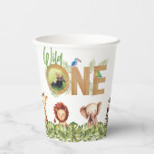 ワイルドワンサファリアニマルズウッドフォトファースト誕生日 紙コップ (正面)