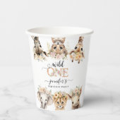 ワイルドワンサファリアニマルズガール1st誕生日紙 紙コップ (正面)