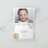 ワイルドワンサファリアニマルズテーマ少年誕生日折り畳み サンキューカード (内部)