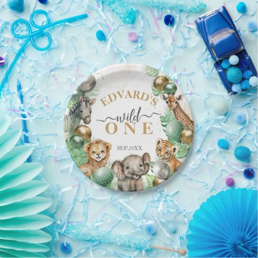 ワイルドワンサファリアニマルズバルーンベビー1歳 ペーパープレート (パーティー)