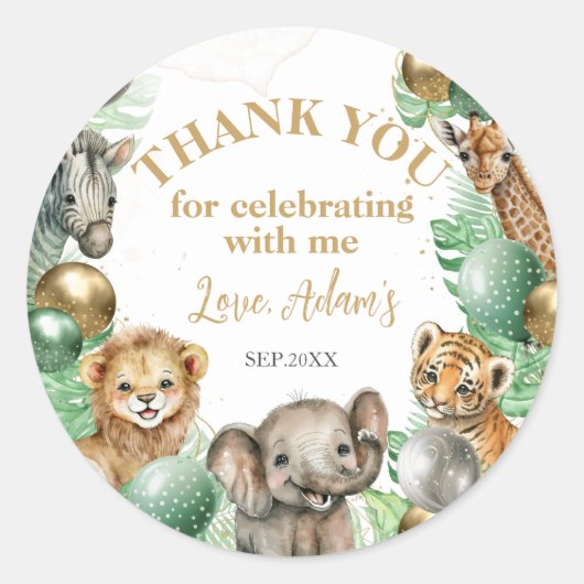 ワイルドワンサファリアニマルズバルーンベビー1歳 ラウンドシール (正面)