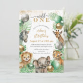 ワイルドワンサファリアニマルズバルーンベビー1歳 招待状 (スタンド正面)