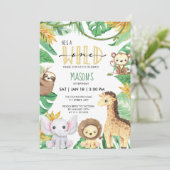 ワイルドワンサファリアニマルズパーティージャングル誕生日 招待状 (スタンド正面)