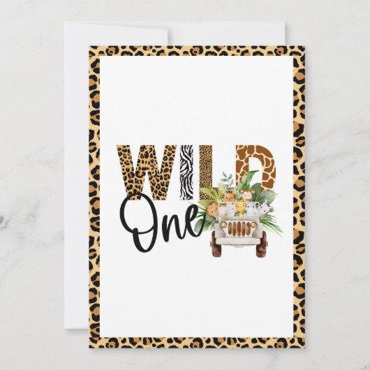 ワイルドワンサファリアニマルズファースト誕生日ボーイ 招待状 (裏面)