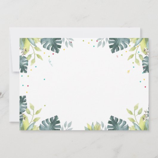 ワイルドワンサファリアニマルズファースト誕生日招待状 招待状 (裏面)