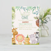ワイルドワンサファリアニマルズボーイバースデーパーティインビタット 招待状 (スタンド正面)