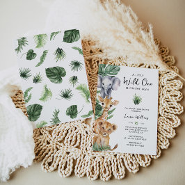 ワイルドワンサファリアニマルズボーイベビーシャワー招待状 招待状