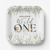 ワイルドワンサファリアニマルズボーイ第1誕生日パーティー ペーパープレート (正面)