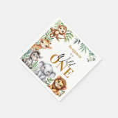 ワイルドワンサファリアニマルズボーイ第1誕生日 スタンダードカクテルナプキン (角)