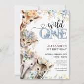 ワイルドワンサファリアニマルズボーイ第1誕生日 招待状 (正面)