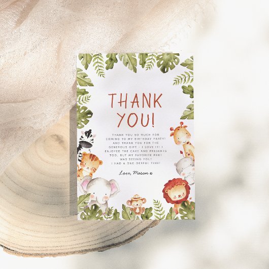 ワイルドワンサファリアニマルズボーバースデーパーティー サンキューカード
