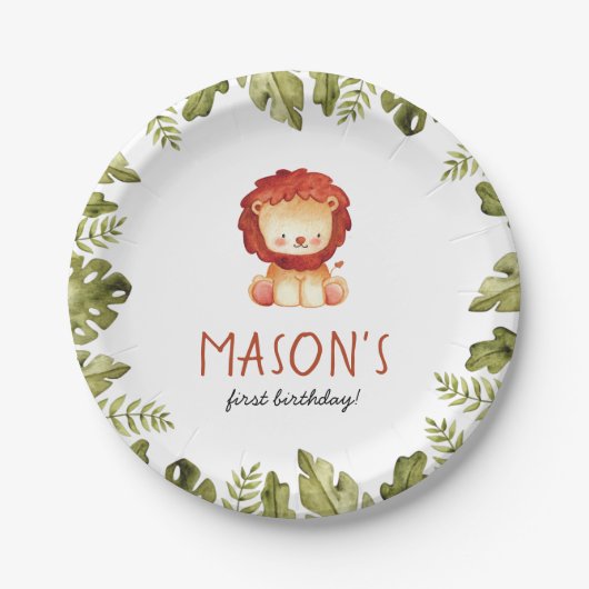 ワイルドワンサファリアニマルズボーバースデーパーティー ペーパープレート (正面)