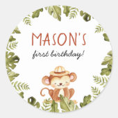 ワイルドワンサファリアニマルズボーバースデーパーティー ラウンドシール (正面)