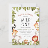 ワイルドワンサファリアニマルズボーバースデーパーティー 招待状 (正面)