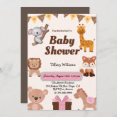 ワイルドワンサファリアニマルズモダン招待状 招待状 (正面/裏面)