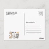 ワイルドワンサファリアニマルズ誕生日写真招待状 ポストカード (裏面)