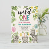 ワイルドワンサファリアニマルズ誕生日招待状 招待状 (スタンド正面)