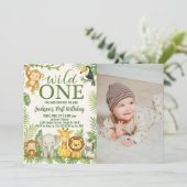 ワイルドワンサファリアニマルズ誕生日招待状 招待状 (スタンド正面)