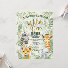 ワイルドワンサファリアニマルズ誕生日招待状 招待状