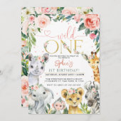 ワイルドワンサファリアニマルズ誕生日 招待状 (正面/裏面)