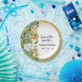 ワイルドワンサファリアニマルズ金ゴールドグリッターベビーシャワー ペーパープレート (パーティー)