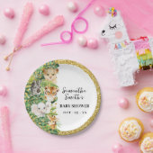 ワイルドワンサファリアニマルズ金ゴールドグリッターベビーシャワー ペーパープレート (パーティー)