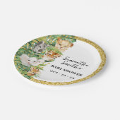 ワイルドワンサファリアニマルズ金ゴールドグリッターベビーシャワー ペーパープレート (アングル)