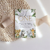 ワイルドワンサファリアニマルズ1歳の誕生日ボーイズインビタティ 招待状