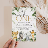 ワイルドワンサファリアニマルズ1歳の誕生日ボーイズインビタティ 招待状