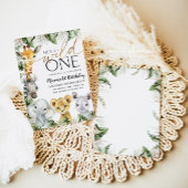 ワイルドワンサファリアニマルズ1歳の誕生日ボーイズインビタティ 招待状