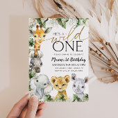 ワイルドワンサファリアニマルズ1歳の誕生日ボーイズインビタティ 招待状