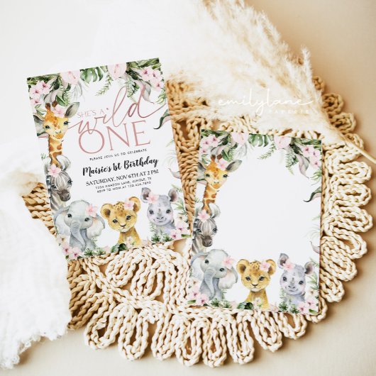 ワイルドワンサファリアニマルズ1stバースデーガールインビタティ 招待状