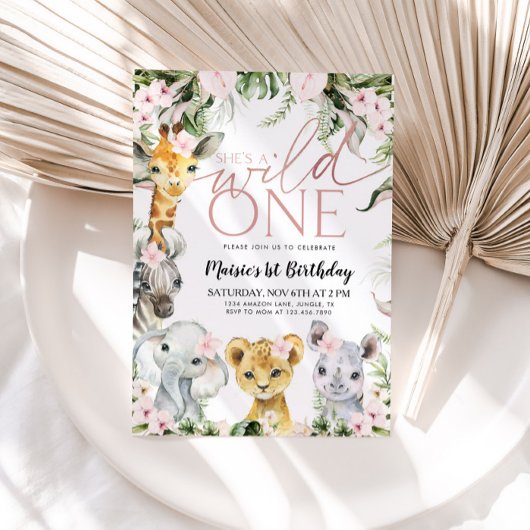 ワイルドワンサファリアニマルズ1stバースデーガールインビタティ 招待状