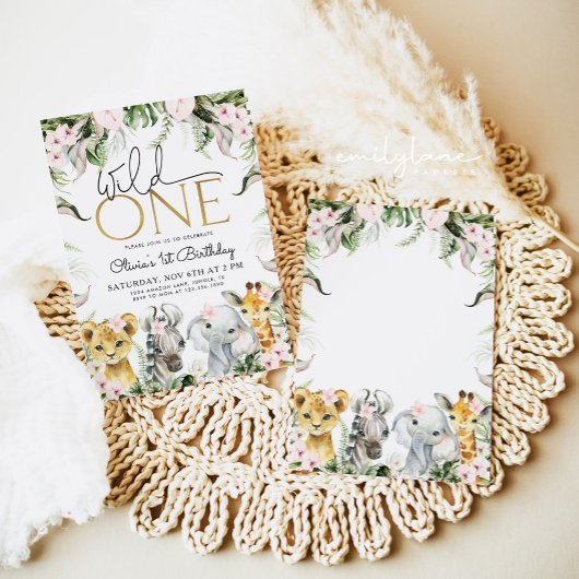 ワイルドワンサファリアニマルズ1stバースデーガールインビタティ 招待状